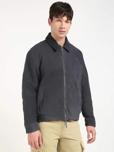 Solid Regular Fit Leather Jacket