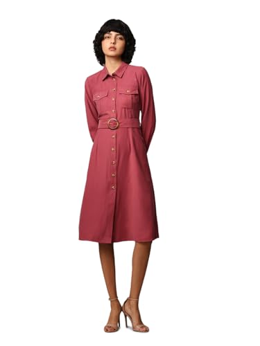 ONLY Women Pink Fit and Flare Shirt Dress