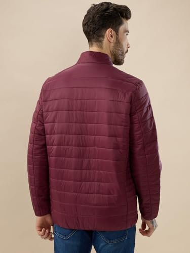 Status Quo Men’s Solid Lightweight Quilted Stand Collar Regular Fit Jacket | 100% Nylon | WINE | L Size