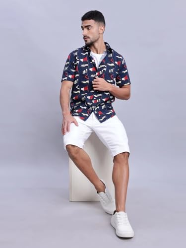 Regular Fit Printed Mid Rise Shorts White