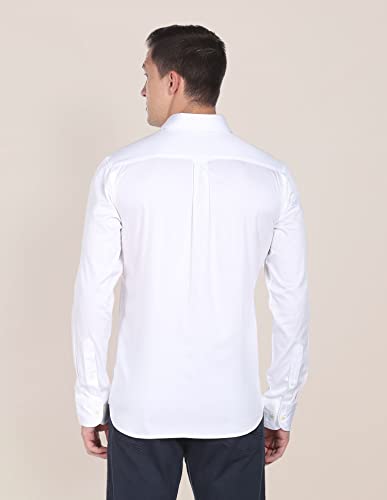 U.S. POLO ASSN. Cotton Mens Solid with Placement Print Fs Regular Fit Shirts (Usshtfx0034_White_S)