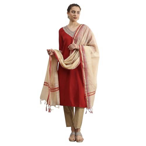 Biba Women Cream Polyester Yarndyed Dupatta_FREE SIZE