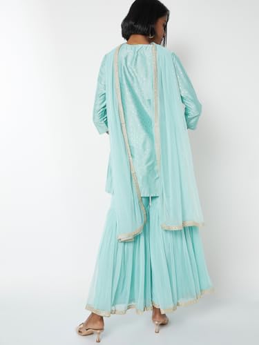 Max Women's Polyester Blend Kurta Set (CTKST54125_Blue