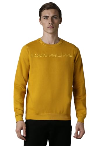 Louis Philippe Men Casual Yellow Embroidered Sweatshirt