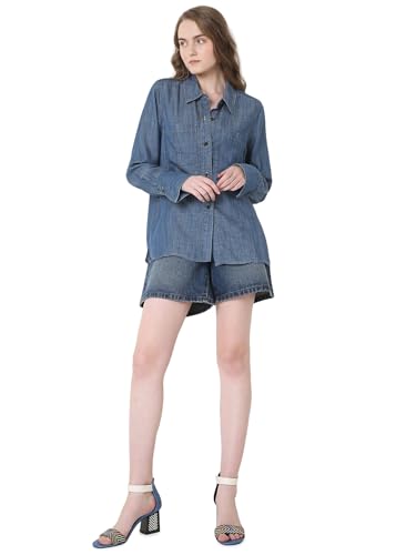 VERO MODA Women Regular Fit Dark Blue Shirt