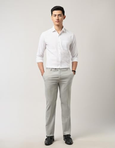 Arrow Textured Tapered Fit Trousers Light Grey