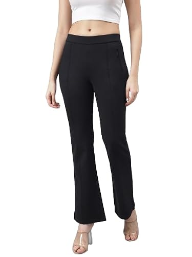 Latin Quarters Women Black High-Rise Solid Pant/Trousers for Casual Wear_S