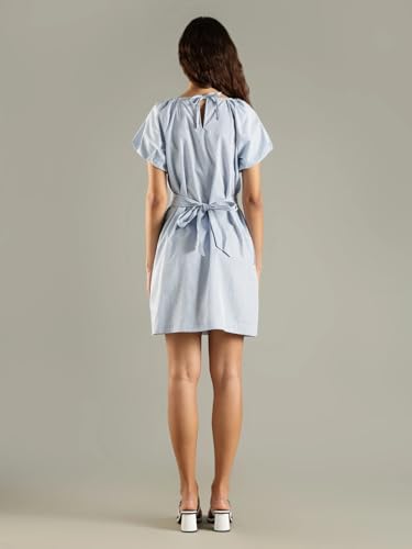Tommy Hilfiger Cotton Round Neck Shift Dress Blue