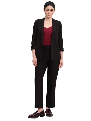 VERO MODA Womens Solid Single Breasted Blazer Jet Black
