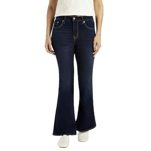 Levi's Women's 726 Dark-Blue Slim Flare Fit High Rise Jeans