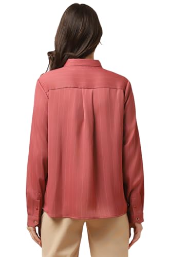 Allen Solly Women Pink Stripe Long Sleeves Shirt