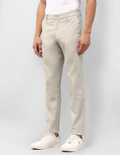 U.S.Polo Association Men's Textured Austin Slim Fit Trousers (USTRO014D_Ecru_40)