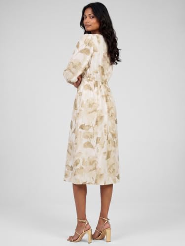 Max Women Printed Midi Dress(White_L)