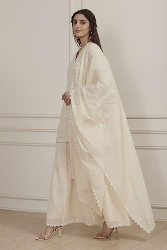 Biba Women Yellow Cotton Straight Suit Set_34
