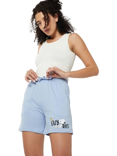 Max Women Snoopy Print Shorts (Blue_M)