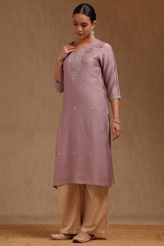 Soch Womens Purple Gadwal Embroidered Kurta with Thread Work