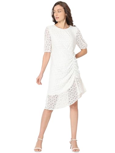 Vero Moda Women's Polyester Sheath Above The Knee Dress (10319962-Cloud Dancer_Cloud White