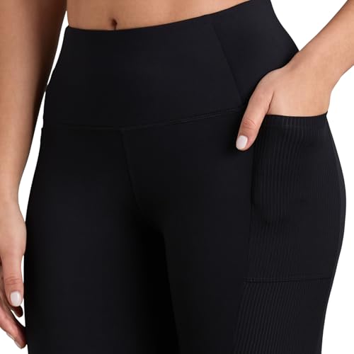 Skechers Women Rib Panelled Black Leggings