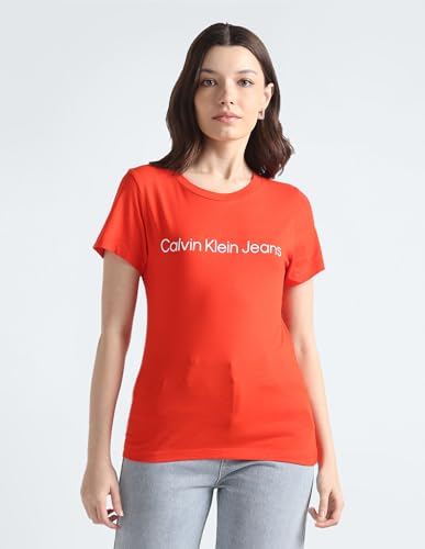 Clavin Klein Womens Red Color T-Shirt (M)