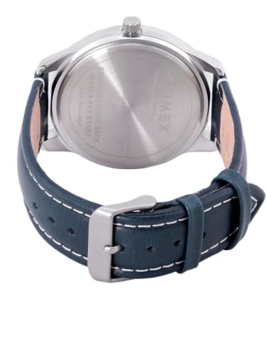 TIMEX Analog Watch for man with Blue Round Dial & Blue Leather Strap Band Water Resistant Men's Wrist Watches - TW000U931