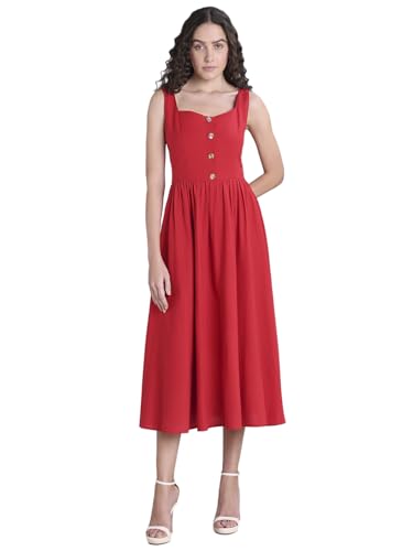 VERO MODA Womens Midi Dress Barbados Cherry