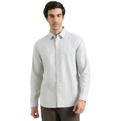 United Colors of Benetton Regular Fit Spread Collar Striped Shirt (Size : M) - 26P5ST140OXFI901 Grey