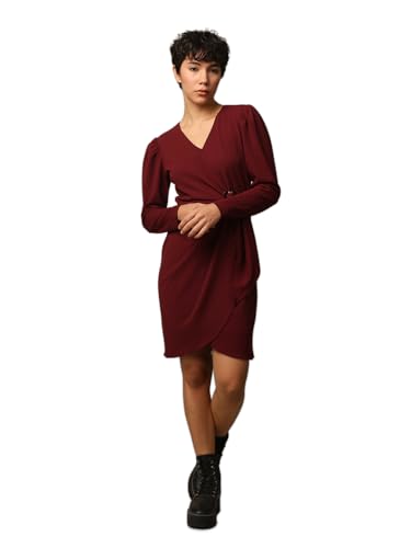 ONLY Women's Regular Fit Maroon Dress