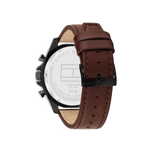 Tommy Hilfiger Quartz Analog with Black Dial Brown Leather Strap Watch for Men - TH1792164