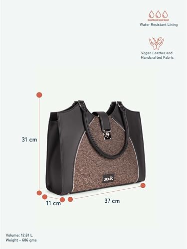ZOUK Harriet Office Bag for Women – Stylish Vegan Leather Laptop Bag with Buckle Detailing | Formal Work Bag with iPad Compartment, Multiple Pockets & Water-Resistant Lining | Bristel
