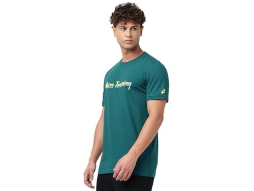 ASICS Mens Rich Teal Slogan Graphic SS TOP - L (2031E764.300)
