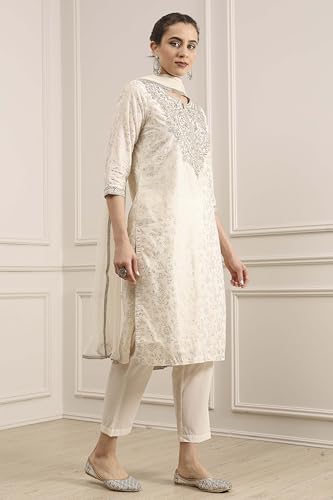 Biba Women's Cotton Kurta Set (SKDASRT31429AW25OWHT_Off White