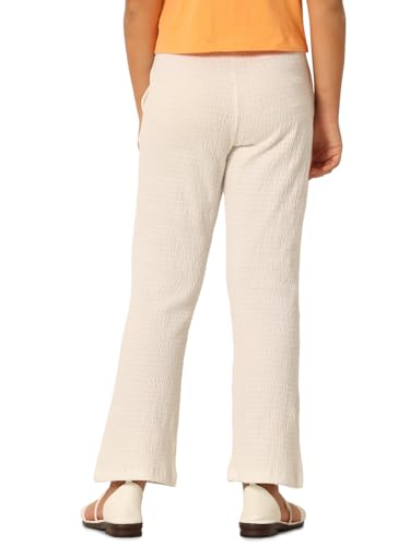 VERO MODA Girls Solid Bootcut Mid Rise White Casual Pants