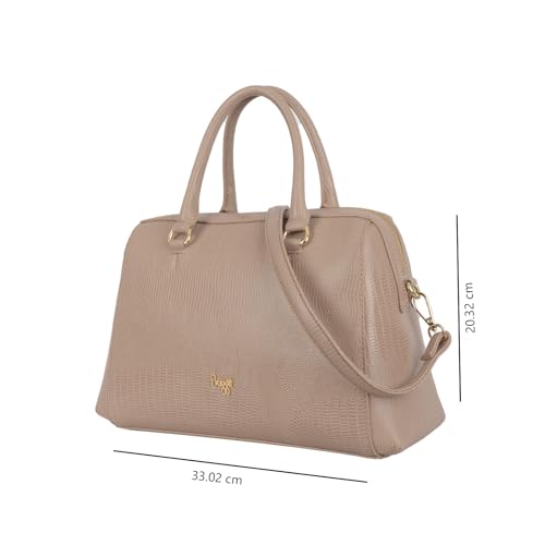 Baggit Women Beige Duffle Handbag Medium Size | Ladies Stylish Casual Purse Bag