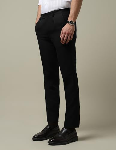 Arrow Men's Twill 1851 Pleated Trousers (ARAKTR2152_Black_30)