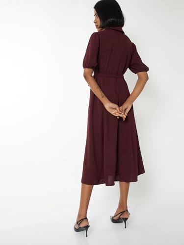 Max Women's Polyester A-Line Below The Knee Dress (DTI3905_Maroon