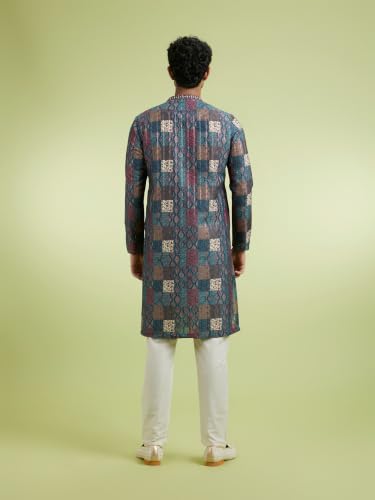 DIWAS BY MANYAVAR Men's Art Silk Printed Festive Kurta Set (2pc) (Green, XL)