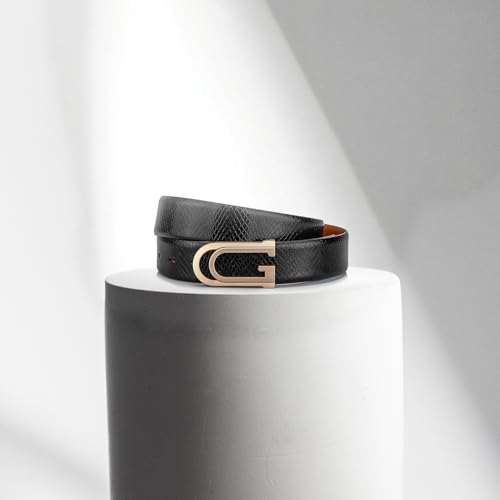 GIL Genuine Leather Black Belt for Men Perfect for Formal and Casual Wear with Adjustable Waistband Buckle, Snake-Print Classic Design Ideal for Jeans, Gifting, Office, Party or Daily Use(Size-40)