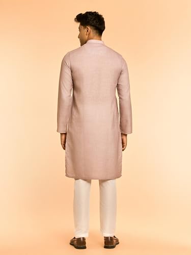 DIWAS BY MANYAVAR Men's Cotton Blend Floral Abstract Print Kurta Set (Lilac,M)