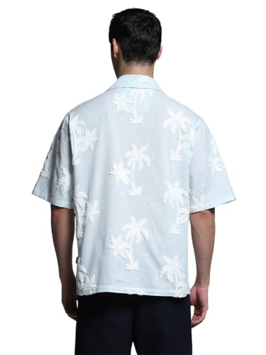 Jack & Jones Men Oversized Blue Shirt