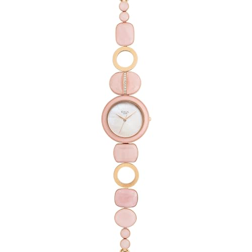 Titan Raga New You Quartz Analog Mother of Pearl Dial Rose Quartz Stone Strap Watch for Women-NS95195WM01