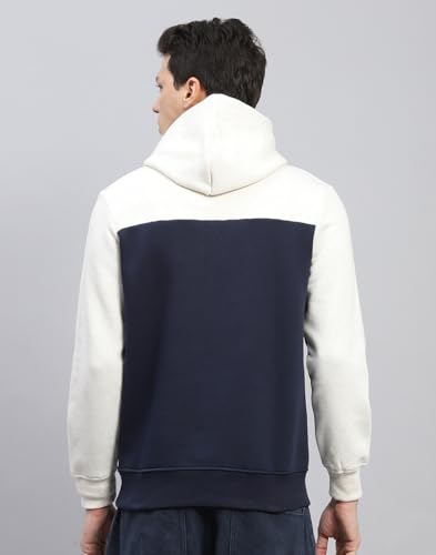 Monte Carlo Mens Printed White & Rust Hooded Neck Full Sleeve Sweatshirt (224066316-2-38)
