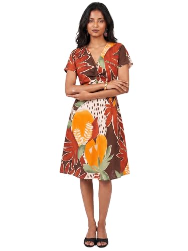 Max Women Printed Twisted Dress (Multicolour_L)