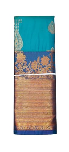 VFCollections Women's Traditional Handloom Kanchipuram Silk Pure Pattu Sarees – Deer Border | Rich Zari Woven Design | Bridal Saree | Unstitched Blouse (VFC689-4)