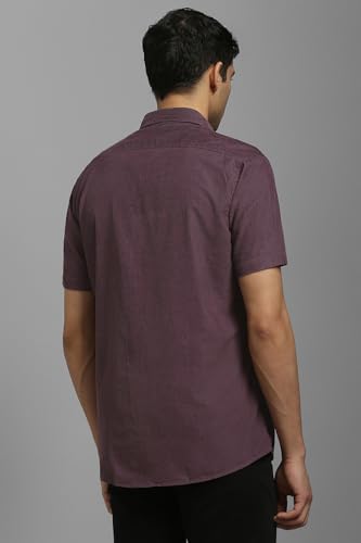 Louis Philippe Men Purple Textured Half Sleeves Casual Shirt