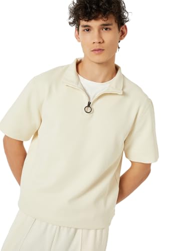 Max Men Knitted Athleisure T-Shirt(Beige_S)