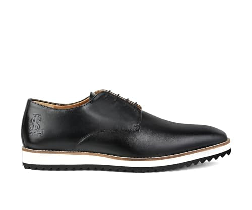 LOUIS STITCH Jet Black Casual Shoes for Men | Ultra Lightweight and Comfortable | Cushioned Footbed Men’s Derbys | LSMX-PLJB | UK-10