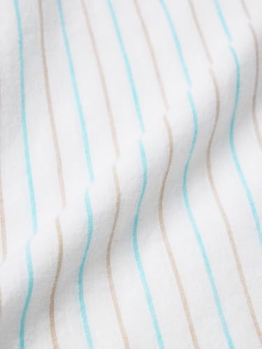 The Souled Store Cotton Linen: Prisma Women and Girls Full Sleeves Spread Collar White Striped Regular Fit Lightweight All-Season Cotton Linen Shirt
