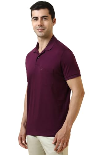 Allen Solly Men Purple Solid Polo Neck T-Shirt