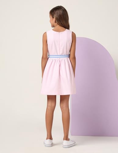 U.S. POLO ASSN. Girl's Cotton Fit and Flare Mini Dress (UGSS25DRS230 Pink