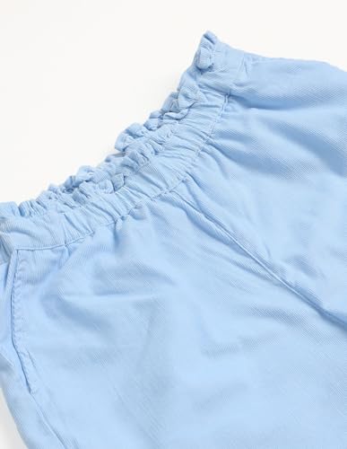 U.S. Polo Assn. Kids USPA Girlswear Girl's Blue Solid Mid Rise Cotton Pull On Regular Flat Front Slit Pocket Trousers (UGTRO0015_Blue_11-12 Years)